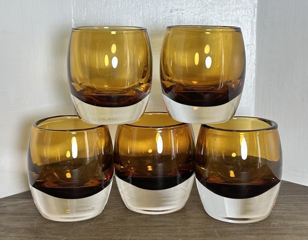 Mikasa Home Accents Solaris Amber Votive Candle Holders Heavy Bases Lot Of 5